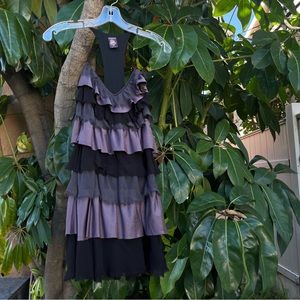 Vintage Y2K Free People Ruffle Light purple-ish greys and black ruffle cami tank